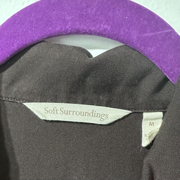 Soft Surroundings Quintessa Maxi Wrap Dress Pockets Size M Brown Long Sleeve - Picture 8 of 12